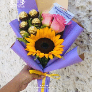 Luxury Lindt Chocolate & White Rose Bouquet – Aqua Elegance