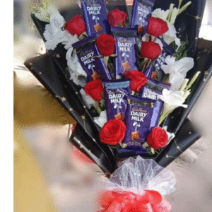 Dairy Milk & Red Rose Chocolate Bouquet – Elegant Gift for Any Occasion