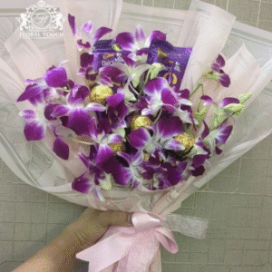 Orchid and Chocolate Bouquet with Dairy Milk and Ferrero Rocher