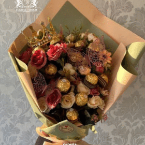 Royal Ferrero Rocher Crown Bouquet with Elegant Mixed Flowers