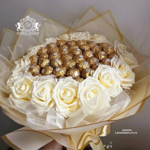 Luxury Ferrero Rocher and Cream Rose Chocolate Bouquet