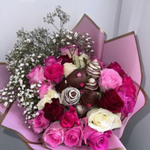 Pink Bliss Rose Bouquet with Designer Chocolate Truffles – Elegant Gift for Special Moments