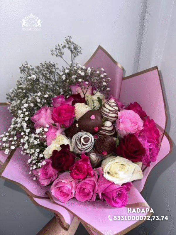 Pink Bliss Rose Bouquet with Designer Chocolate Truffles – Elegant Gift for Special Moments