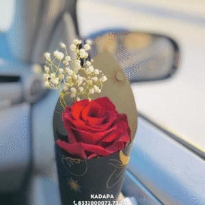 Single Red Rose Bouquet with Baby’s Breath – Floral Touch Kadapa