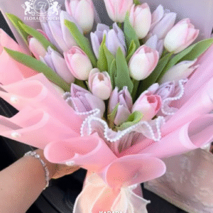 Elegant Pink and Lavender Tulip Bouquet – Floral Touch Kadapa