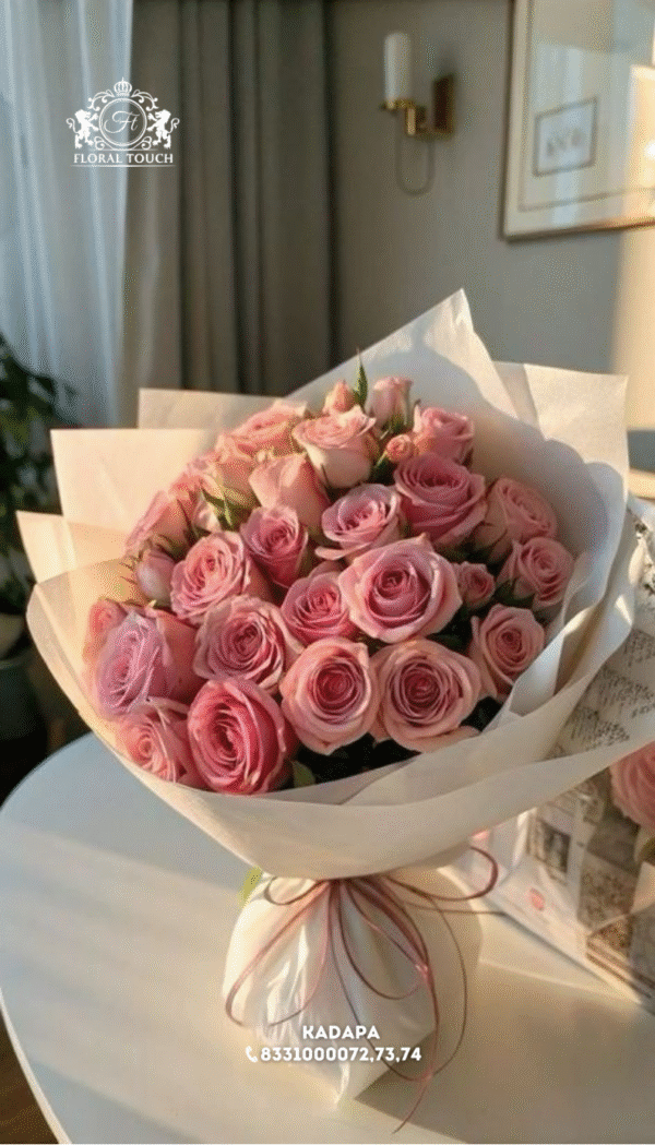 Elegant Pink Rose Bouquet – Sweet Floral Gift by Floral Touch Kadapa