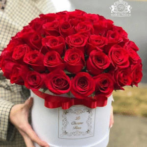 Luxurious Red Rose Flower Box with Satin Ribbon – Elegant Gift for Every Occasion