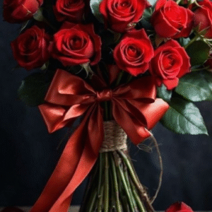 Classic Red Rose Bouquet with Elegant Satin Ribbon – Timeless Floral Gift
