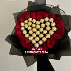 Luxury Heart-Shaped Ferrero Rocher & Red Rose Bouquet
